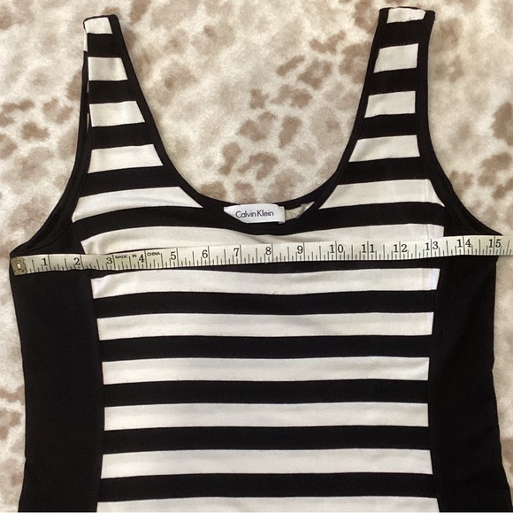 Calvin Klein Black and White Striped Stretch Jersey Maxi Dress, Size 4 - Picture 9 of 13